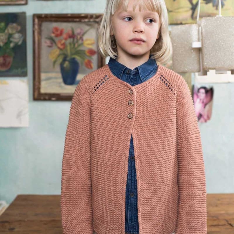 Strikk The Look: Lykkeliten-rillejakke pudderrosa