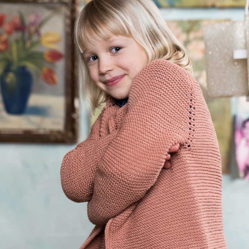Strikk The Look: Lykkeliten-rillejakke pudderrosa
