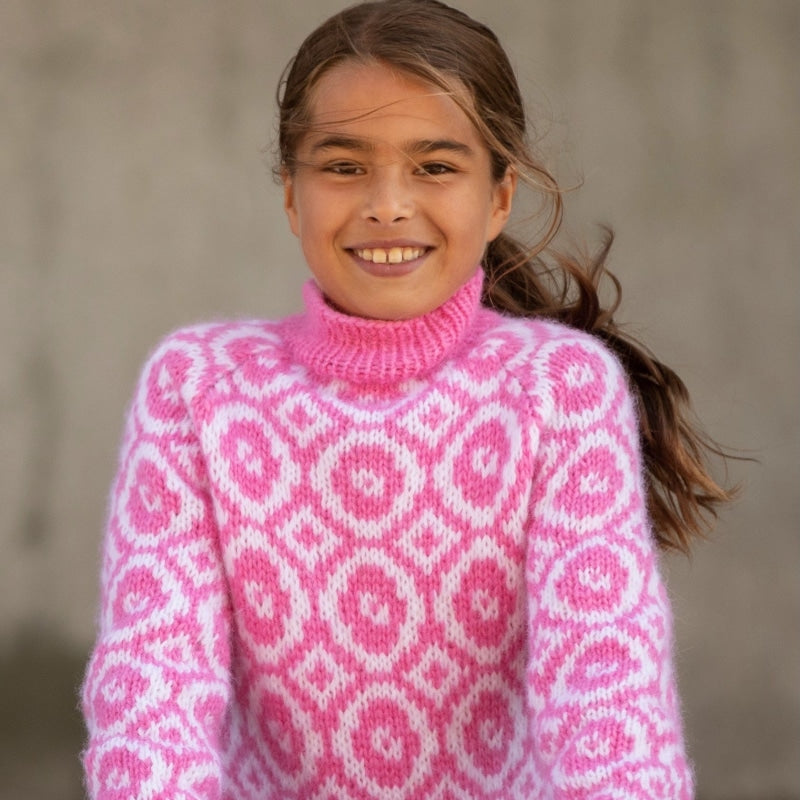 Strikk The Look: Maximus-genser rosa barn