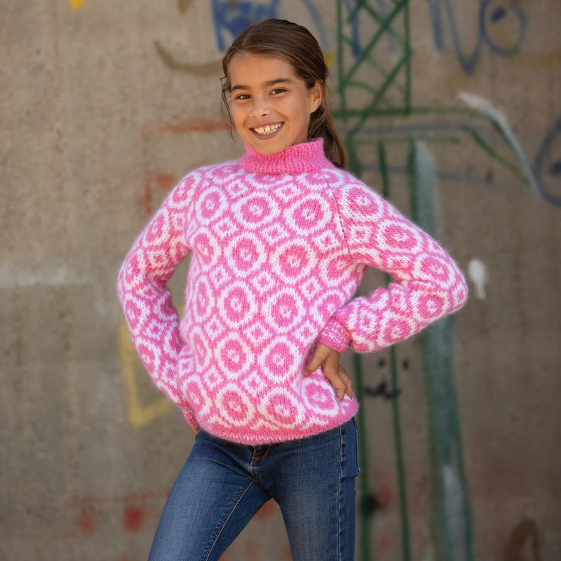 Strikk The Look: Maximus-genser rosa barn