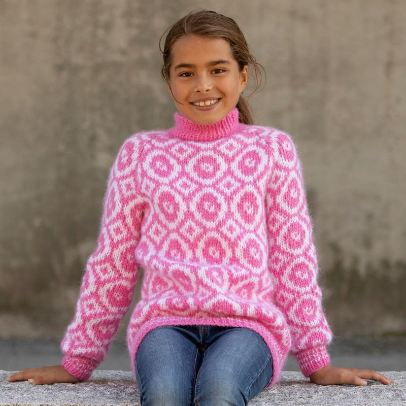 Strikk The Look: Maximus-genser rosa barn