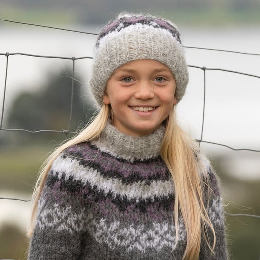 Strikk The Look: Nova-genser og lue barn grå