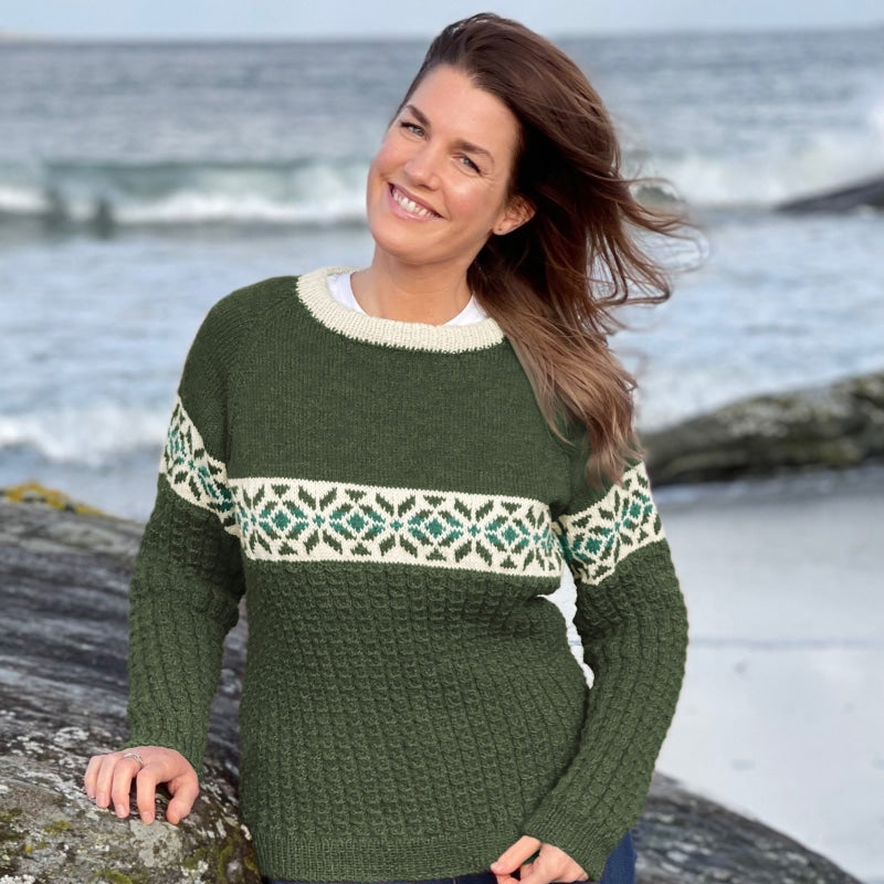 Strikk The Look: Ombo-genser flaskegrønn