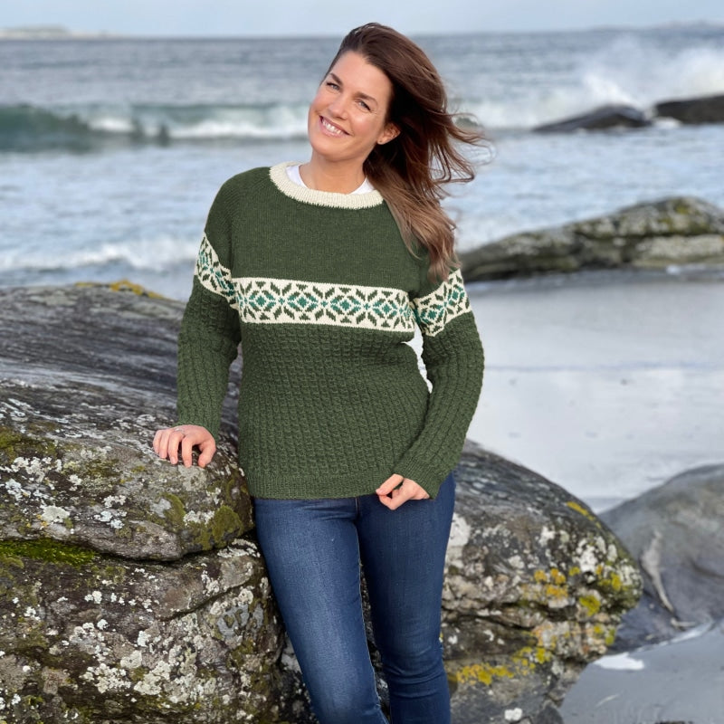 Strikk The Look: Ombo-genser flaskegrønn