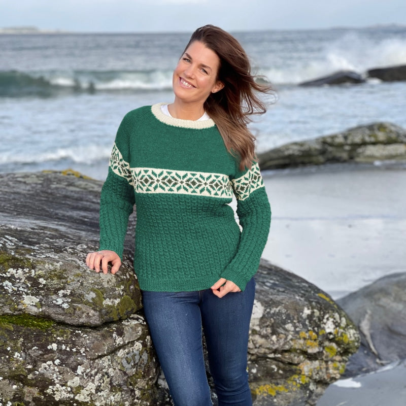 Strikk The Look: Ombo-genser grønn melert