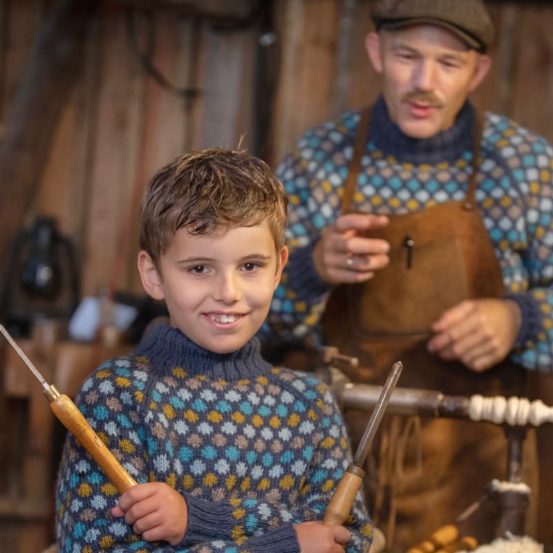 Strikk The Look: Oppfinner-genseren barn jeansblå