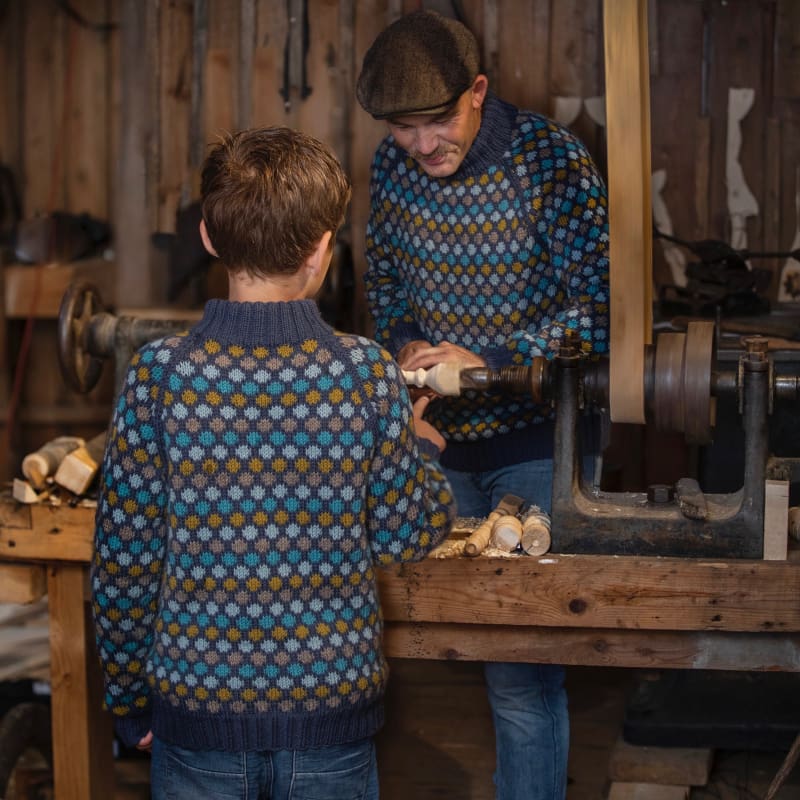 Strikk The Look: Oppfinner-genseren barn jeansblå