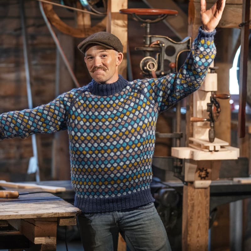 Strikk The Look: Oppfinner-genseren jeansblå