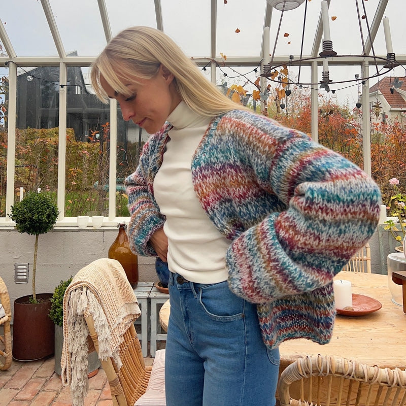 Strikk The Look: Øyunn jakke Hvit/regnbue