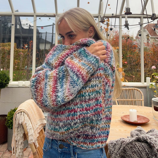 Strikk The Look: Øyunn jakke Hvit/regnbue