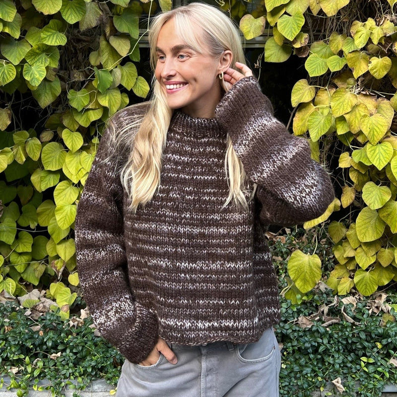 Strikk The Look: Øyunn raglan-genser brun