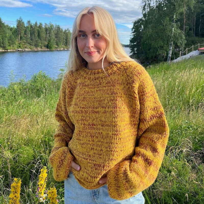 Strikk The Look: Øyunn raglan-genser gul