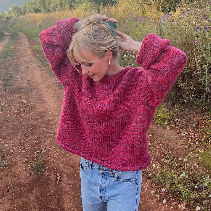 Strikk The Look: Øyunn raglan-genser rød