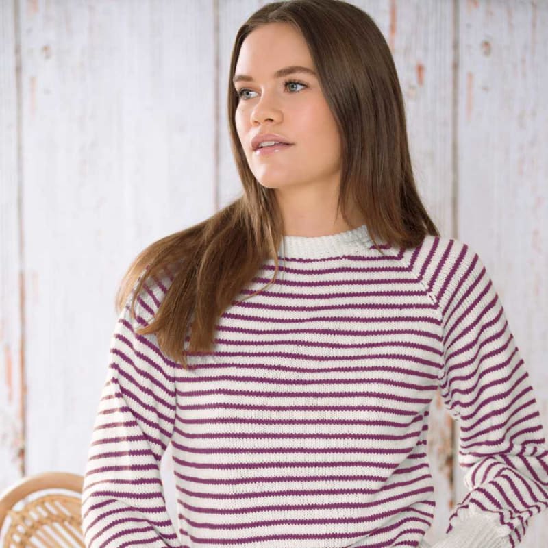 Strikk The Look: Pernilla-genser hvit/vinrød