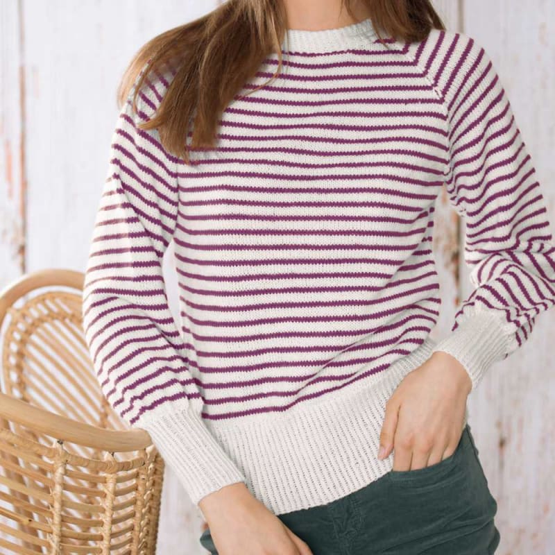 Strikk The Look: Pernilla-genser hvit/vinrød