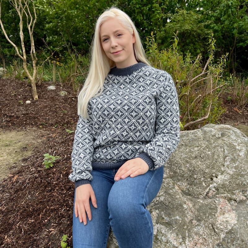 Strikk The Look: Plinga-genser gråblå sterk