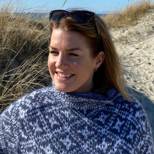 Strikk The Look: Plinga-genser jeansblå