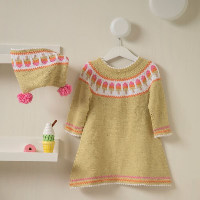 Strikk The Look: Poppy-kjole og lue gulgrønn