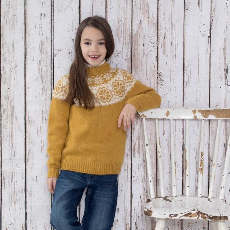 Strikk The Look: Q-Symre-genser barn maisgul