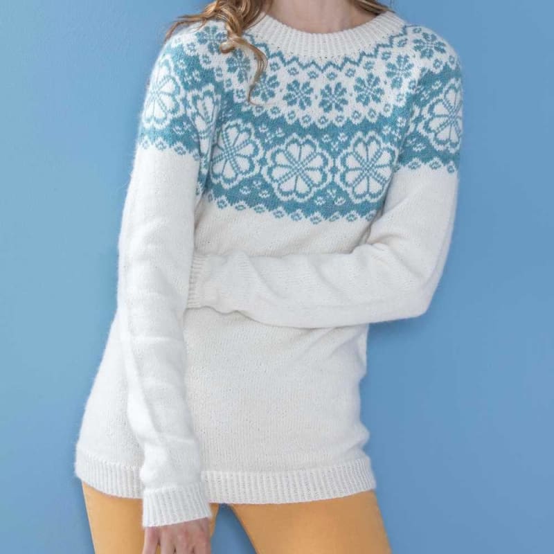 Strikk The Look: Q-Symre-genser natur/sjøgrønn