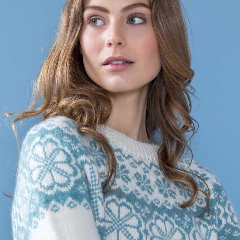 Strikk The Look: Q-Symre-genser natur/sjøgrønn