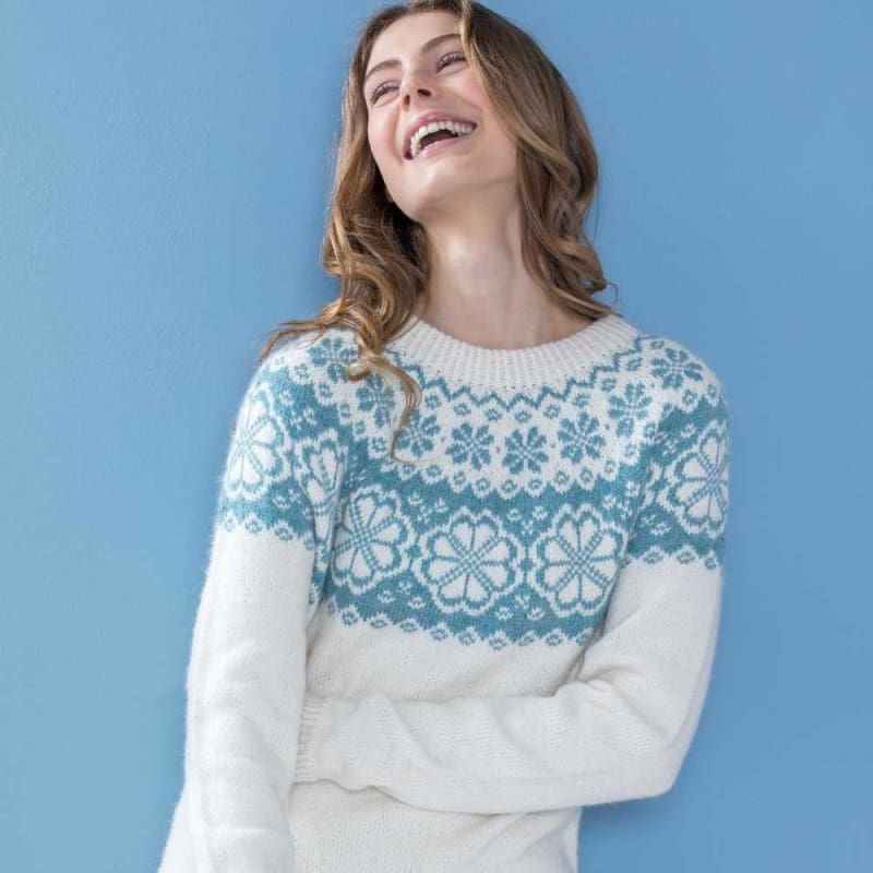 Strikk The Look: Q-Symre-genser natur/sjøgrønn