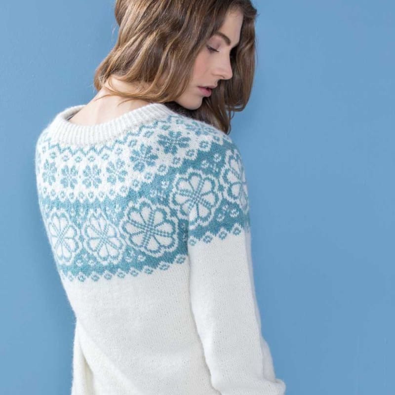 Strikk The Look: Q-Symre-genser natur/sjøgrønn