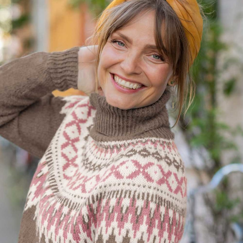 Strikk The Look: Rallar-genser lys brun melert pure merino