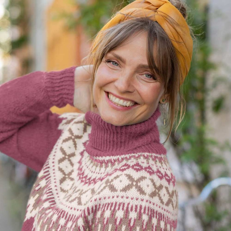 Strikk The Look: Rallar-genser mørk rose pure merino