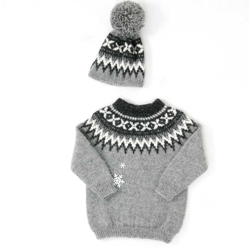 Strikk The Look: Raller-genser og lue barn grå