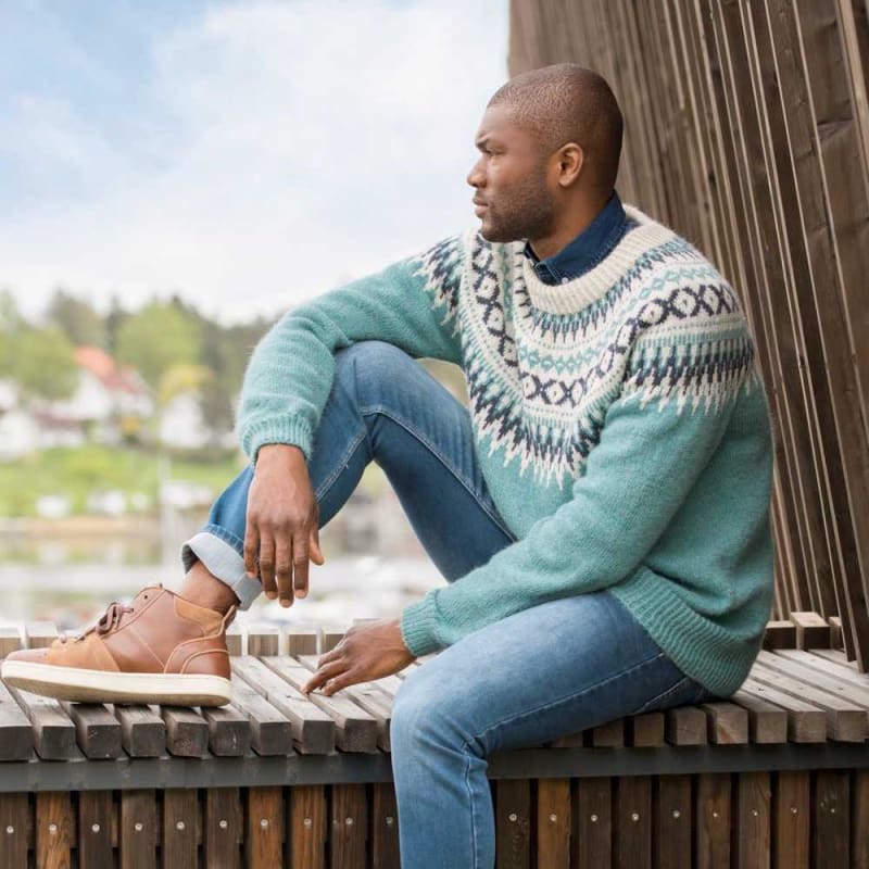 Strikk The Look: Rallar-genser herre sjøgrønn