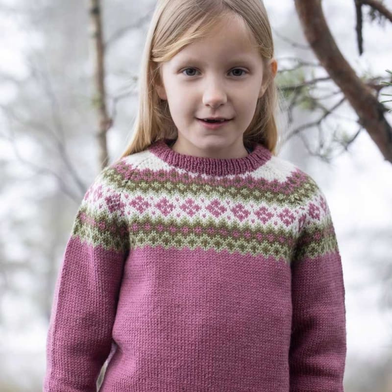 Strikk The Look: Rikke-genser barn mørk rose