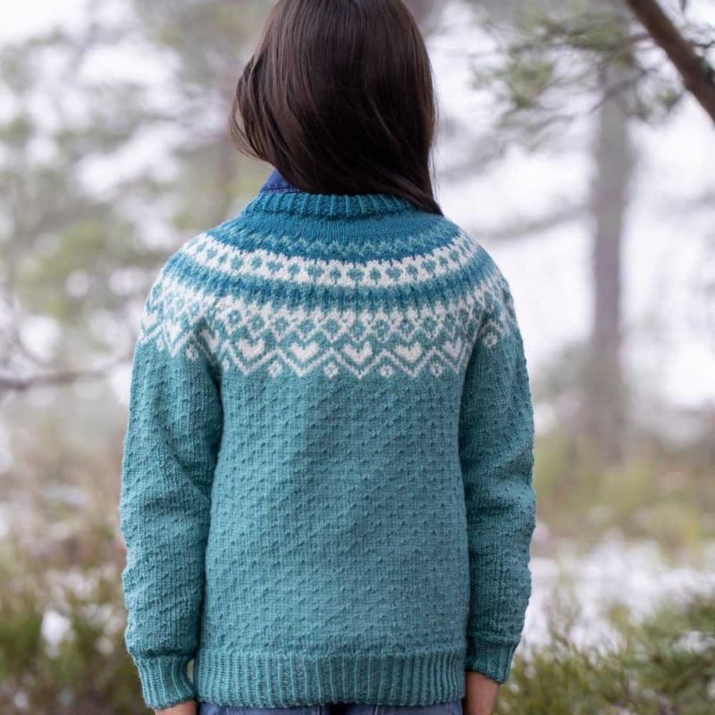 Strikk The Look: Ronje-genser barn blågrønn