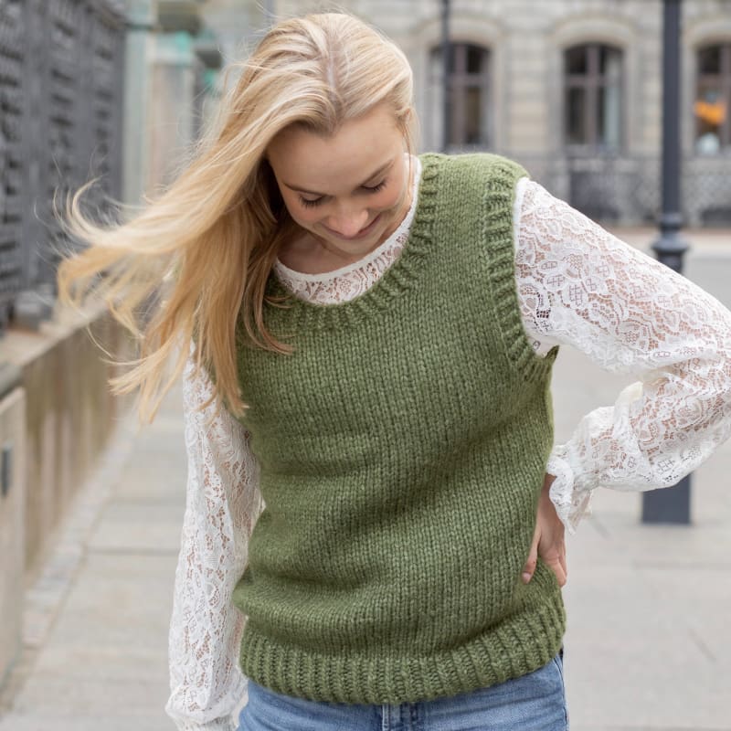 Strikk The Look: Sagitta-vest grønn