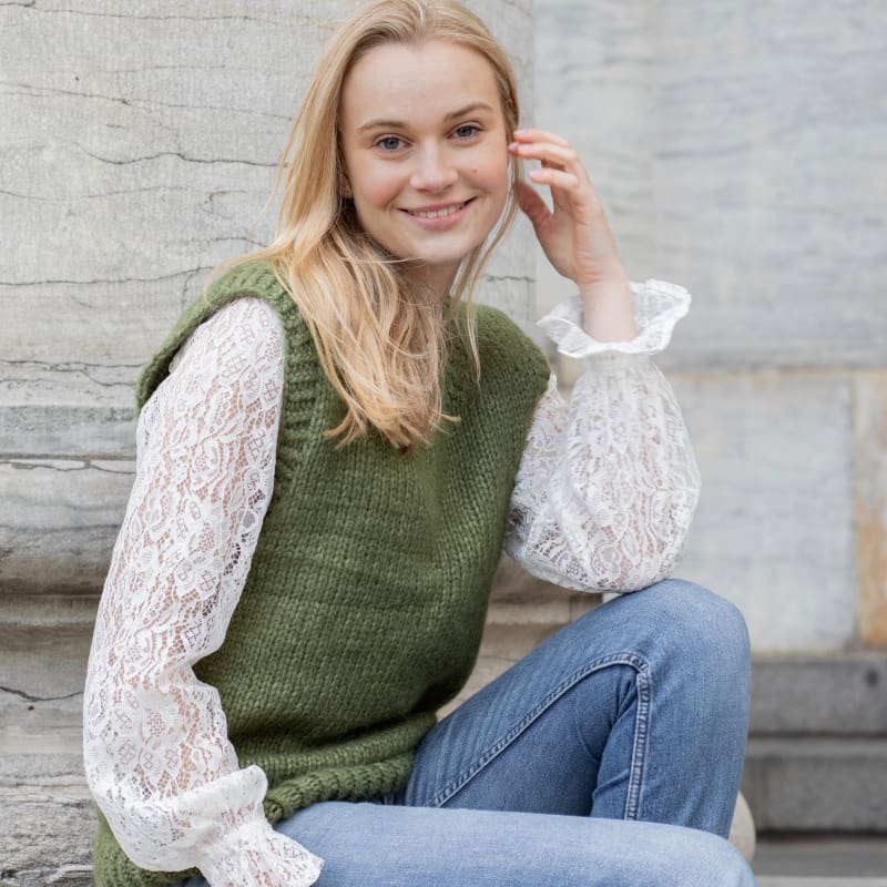 Strikk The Look: Sagitta-vest grønn