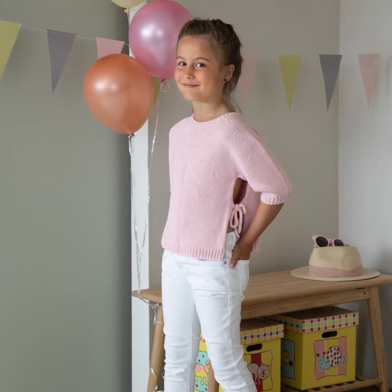 Strikk The Look: Splitt-genser rosa