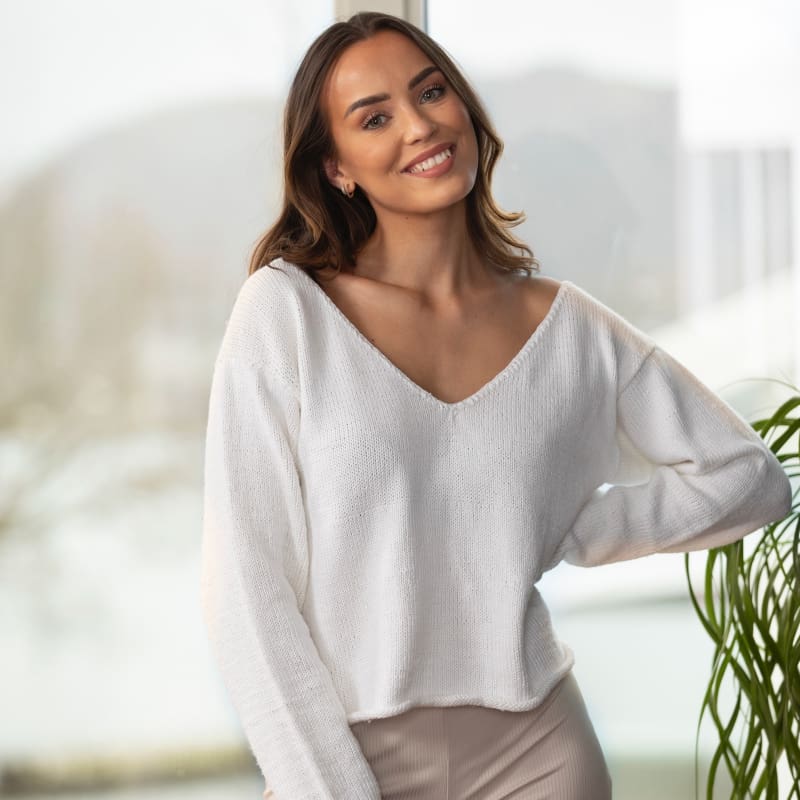 Strikk The Look: Spring-genser hvit