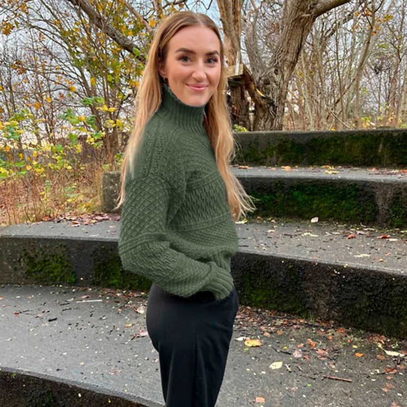 Strikk The Look: Stine-genser olivengrønn