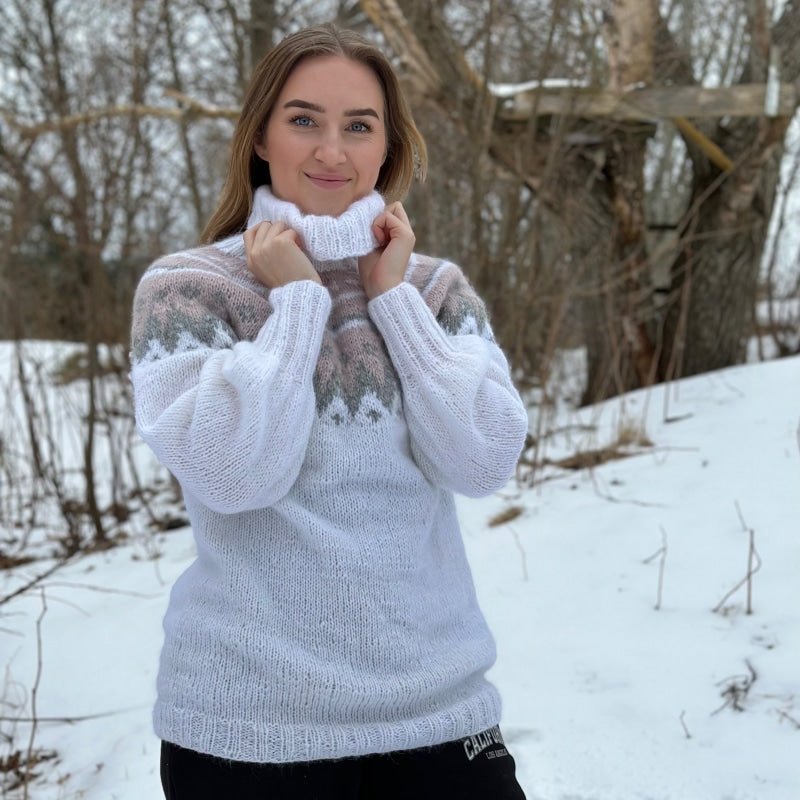 Strikk The Look: Tåke-genser hvit