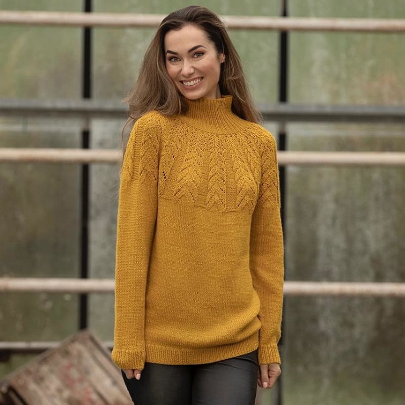 Strikk The Look: Tegl-genser gul