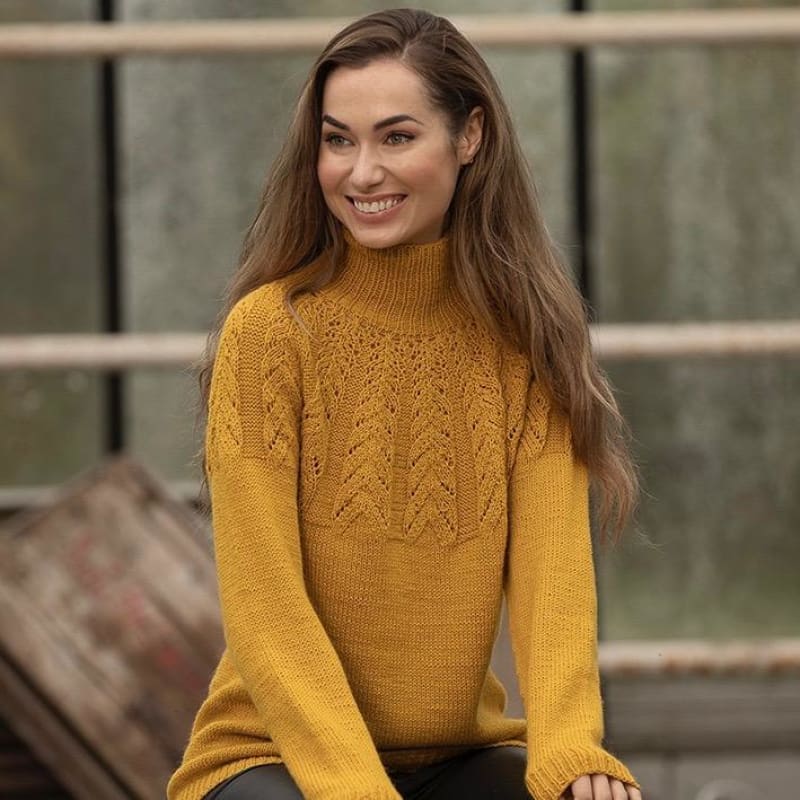 Strikk The Look: Tegl-genser gul