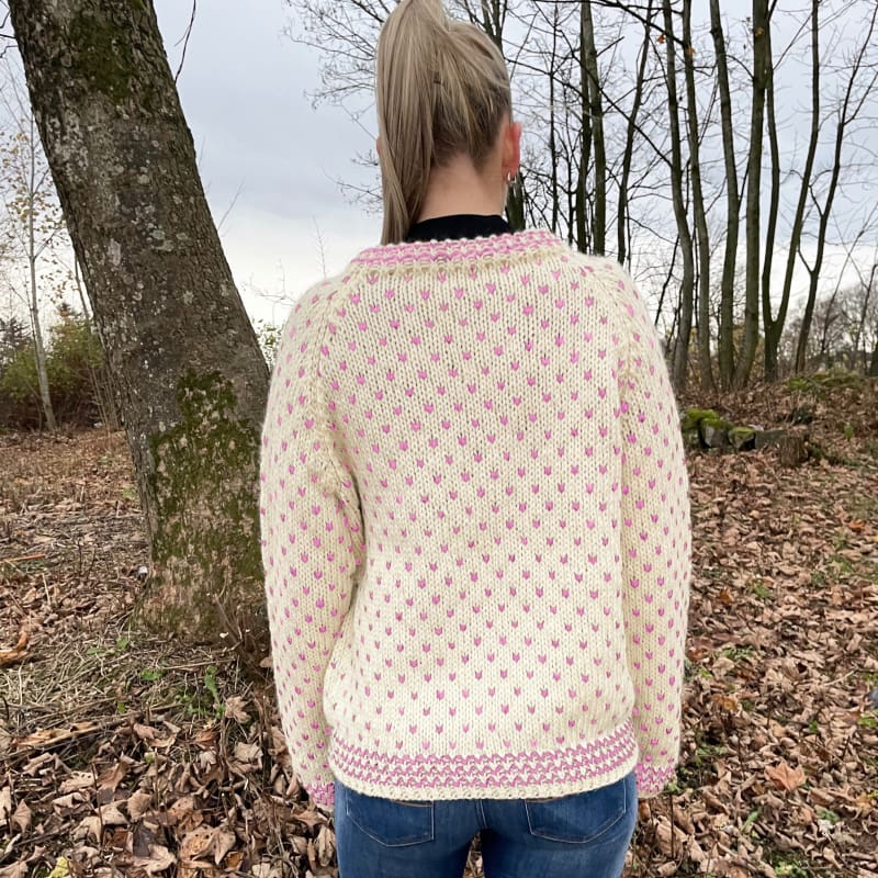 Strikk The Look: Thel-genser hvit/rosa