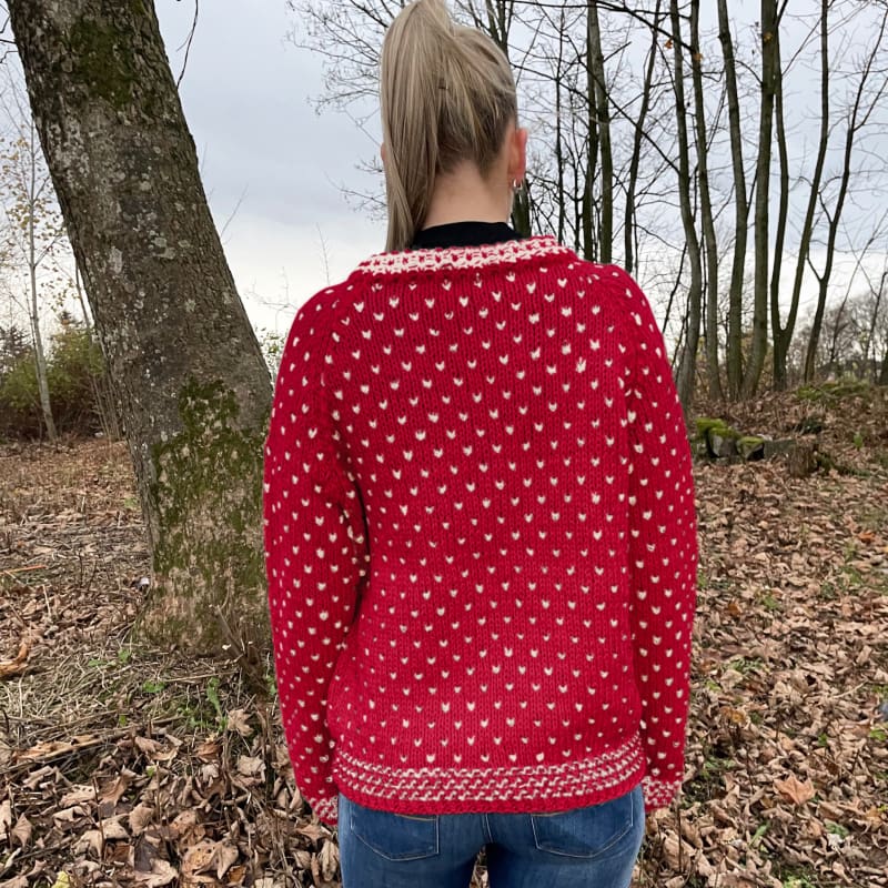 Strikk The Look: Thel-genser rød/hvit