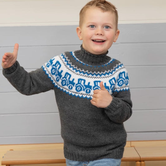 Strikk The Look: Traktorgenser grå