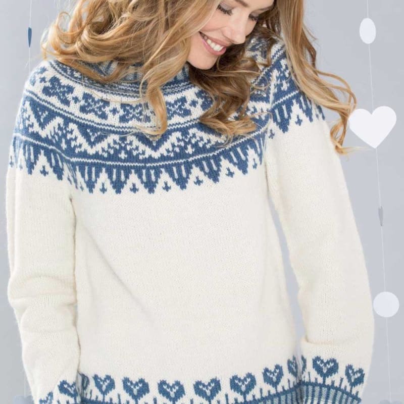 Strikk The Look: Vinterhjerter-genser natur