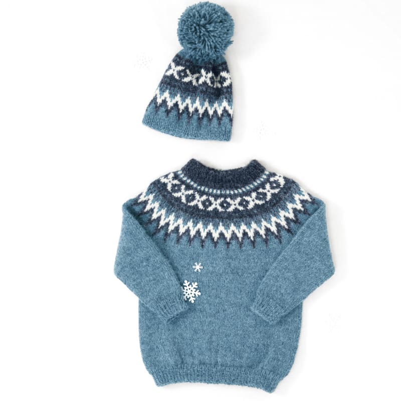 Strikk The Look: Raller-genser og lue barn lys denim