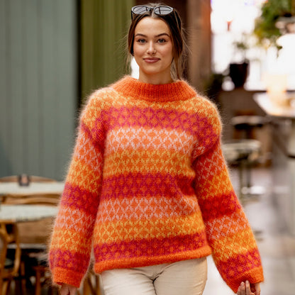 Strikk The Look: Bellezza-genser oransje