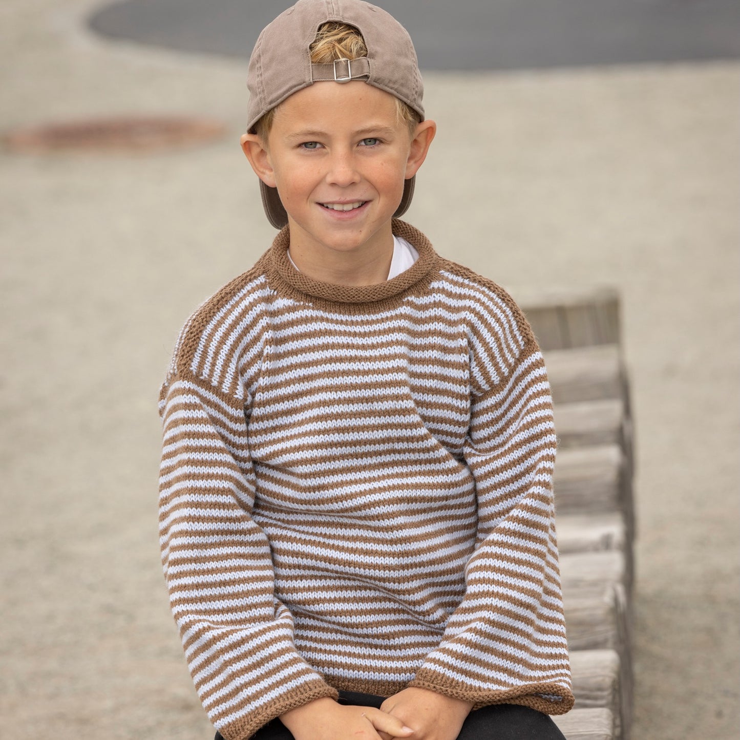 Strikk The Look: Rille-genser perlegrå
