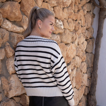 Strikk The Look: Antibes-genser hvit/svart