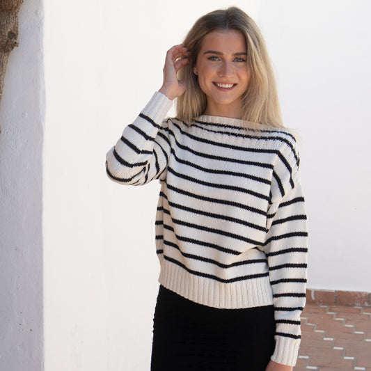 Strikk The Look: Antibes-genser hvit/svart